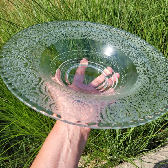 Vintage Other - Vintage ~ Large Glass Bowl ~ Pretty ~ Decorative Etching